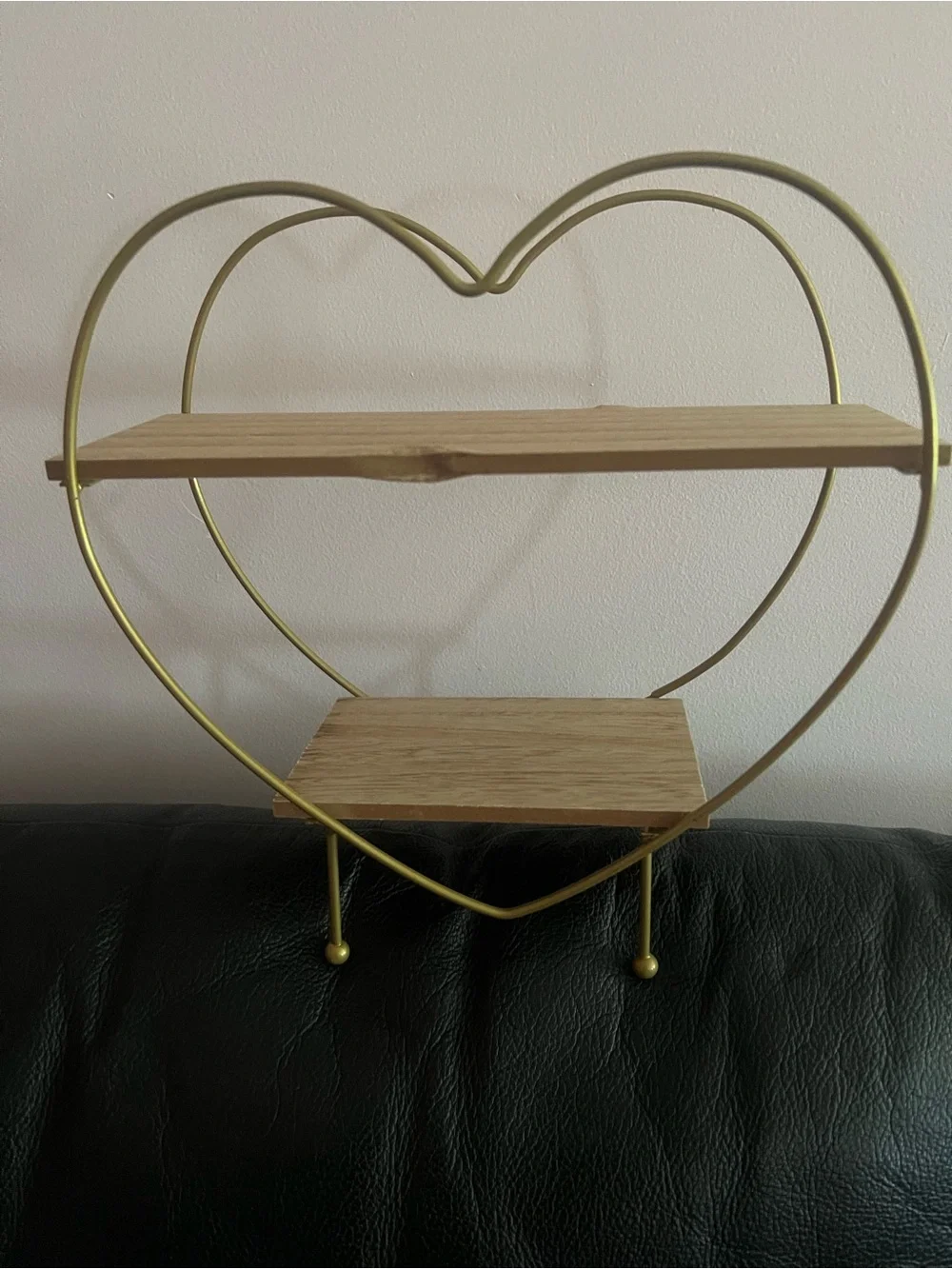 Heart-Shaped Two-Tier Wall Shelf - Gold NWOT includes New Saya tote bag